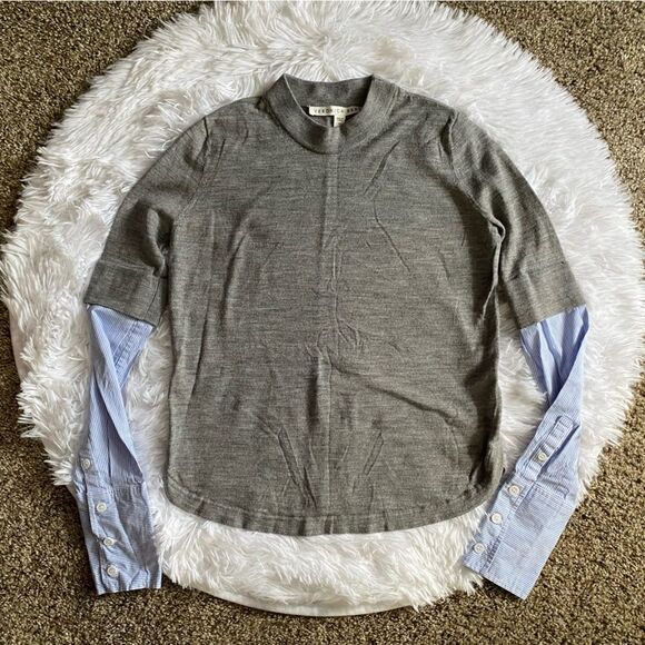 Veronica Beard Mixed Media Top Merino Wool Womens Size XS FLAWED - Picture 1 of 8